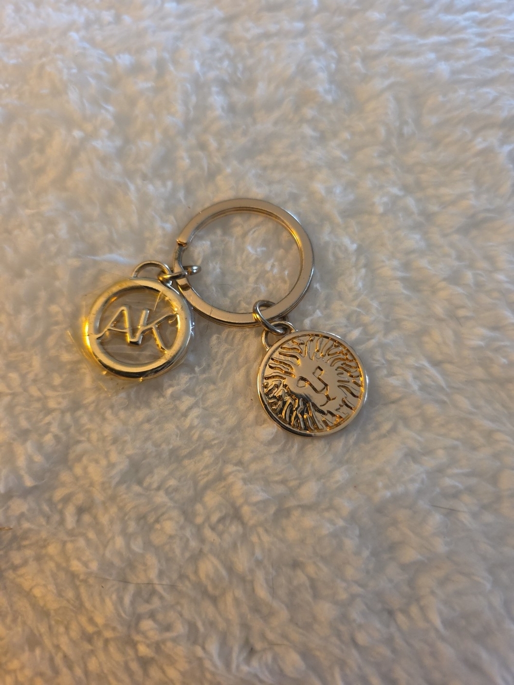 Gold-Tone Lion Charm Keyring